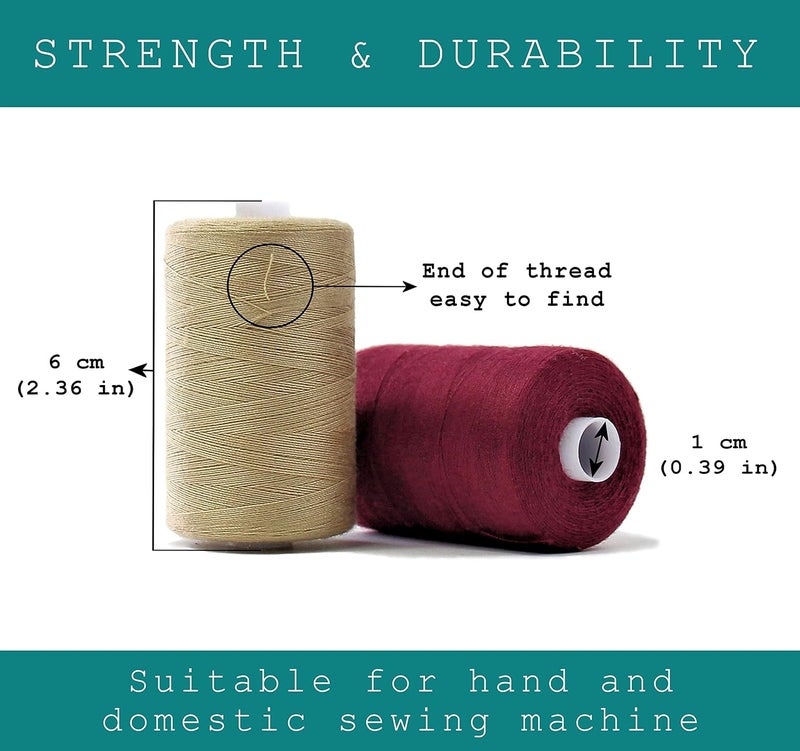 BlesSew Sewing Threads - 10 Large Spools of Polyester Thread for Hand, Quilting & Sewing Machine - Christmas and Festive Shades Colors - 1000 Yards Per Spool - Image 4